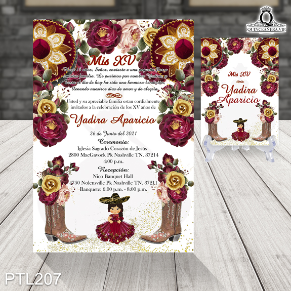 Invitaciones de Quinceañera de Fiesta Mexicana Charra PTL207 - PTL207