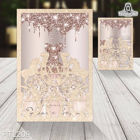 Invitaciones de Quinceañera de Glamurosa vestido PTL209 - PTL209