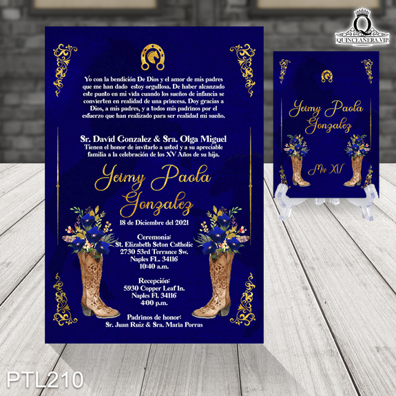 Invitaciones de Quinceañera de Vaqueras flores PTL210 - PTL210