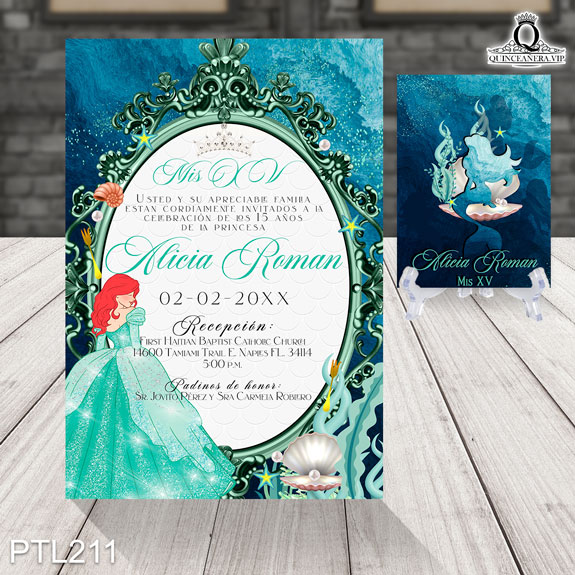 Invitaciones de Quinceañera de la Princesa Ariel - PTL211