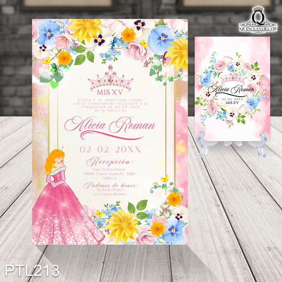Invitaciones de xv años de la Bella Durmiente - PTL213