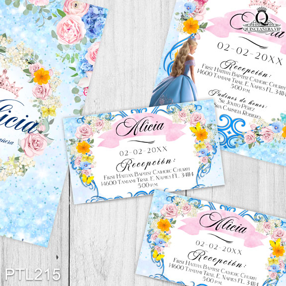 Invitaciones de Aurora la Bella Durmiente con Lazo - PTL215