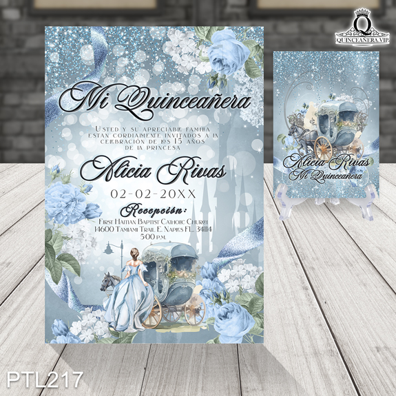 Invitaciones de Quinceañera de la Princesa Cenicienta - PTL217