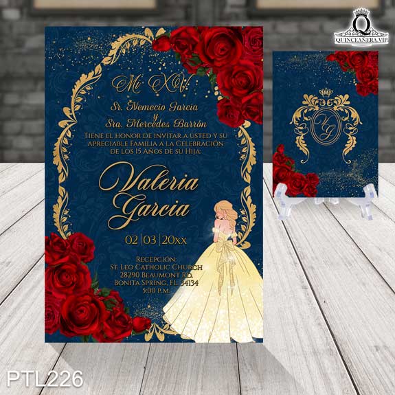Invitaciones de Quinceañera de la Bella y la Bestia - PTL226