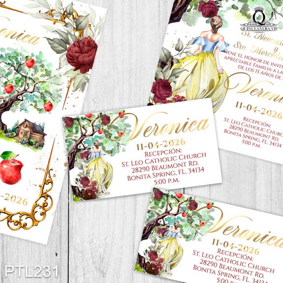 Invitaciones de Quinceañera de la Princesa Blanca Nieves - PTL231