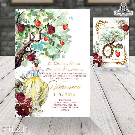 Invitaciones de Quinceañera de la Princesa Blanca Nieves - PTL231
