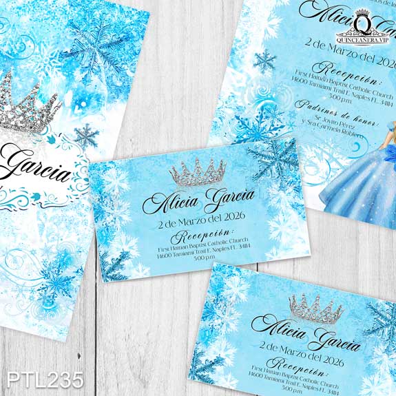 Invitaciones de Quinceañera de la Princesa Elsa - PTL235