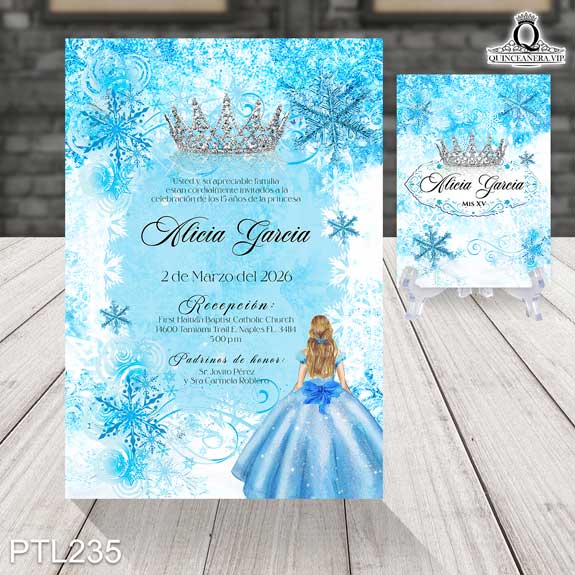 Invitaciones de Quinceañera de la Princesa Elsa - PTL235