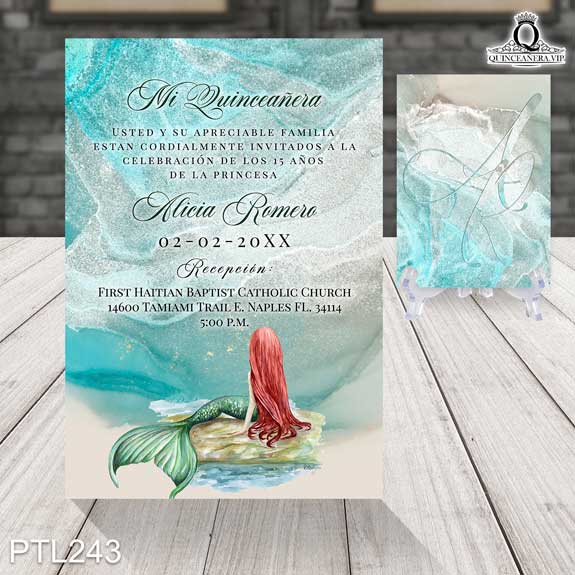 Invitaciones de Quinceañera de la Sirenita - PTL243