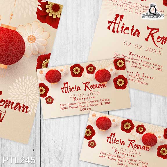 Invitaciones de Quinceañera de la Princesa Mulán - PTL245