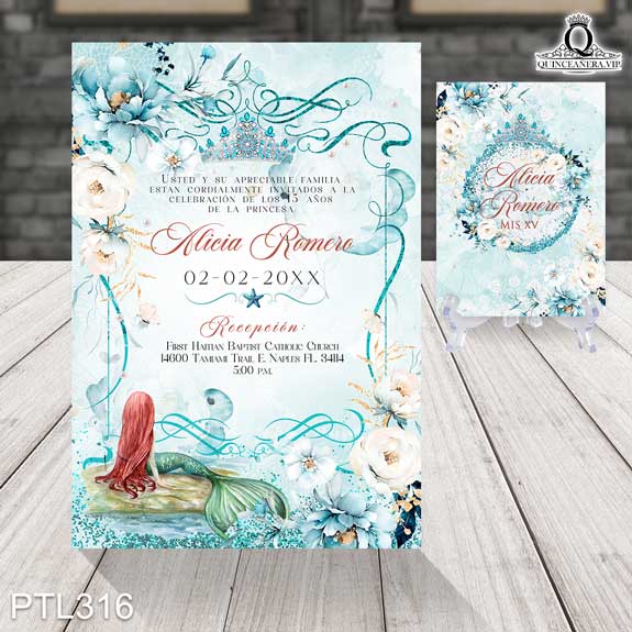 Invitaciones de la Princesa Ariel - PTL316