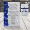 Reverso de invitación de quinceañera con tema floral azul