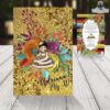 invitación con diamantina dorada