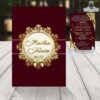 invitación roja de xv años tema glamuroso con lazos