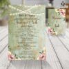 Reverso de invitación con rosas y luces tema vintage