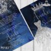 Hermosa invitación con vestido de quinces tema invierno