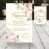 Reverso de invitación vintage con flores