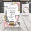 Reverso de invitación de quinceañera con diseño París