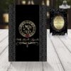 invitación negra con ornamentos