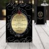Reverso de invitación negra con ornamentos