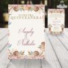 invitación con botas y flores