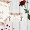 Recepción invitación con botas y flores