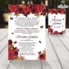 reverso de invitación diseño con rosas y mariposas