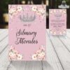 invitación con tiara y flores