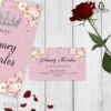 Recepción con pase para invitación con tiara y flores