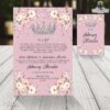 Reverso de invitación con tiara y flores