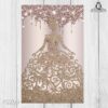 funda laser con forma de vestido de quinceañera invitación con escarcha