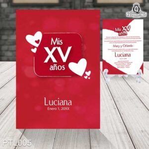 Invitaciones de 15 Años de Corazones Puntos PTL005