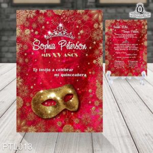 Invitaciones de 15 Años de Antifaz Copos de Nieve PTL013