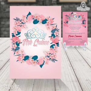 Invitaciones de 15 Años de Flores Coronas PTL017
