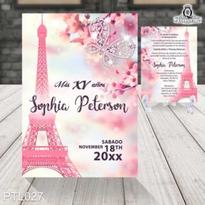 Invitaciones de 15 Años de la Torre Eiffel en Paris PTL027
