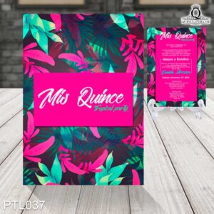 Invitaciones de 15 Años Tropical y Hojas de Palma PTL037