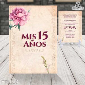 Invitaciones de 15 Años de Vintage Papel viejo PTL038