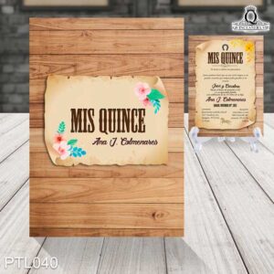 Invitaciones de 15 Años de Vaquero madera vieja PTL040