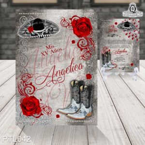Invitaciones de 15 Años de Mexicana Charra Rosas PTL042