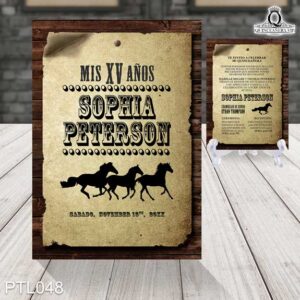 Invitaciones de 15 Años de Vaquero Caballos PTL048
