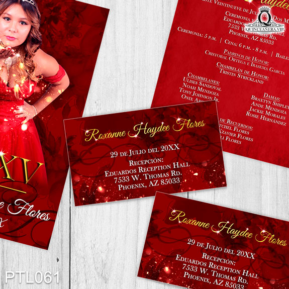 PTL061@ ¡Vive tu quinceañera al máximo con nuestras invitaciones
de 15 años Glamuroso y Brillos en colores Rojo Quemado y Dorado! Estas invitaciones, llenas de
glamour y esplendor, son ideales para una celebración deslumbrante que será recordada por
todos. Solo de Quinceañera VIP en InvitacionesModernas.com