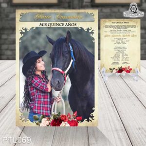 Invitaciones de 15 Años de Vaquero Rosas PTL069