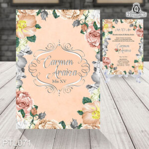 Invitaciones de 15 Años de Flores Emblemas PTL071