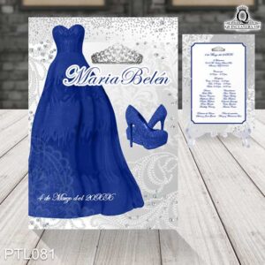 Invitaciones de 15 Años de Coronas Vestidos PTL081