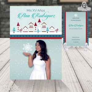 Invitaciones de 15 Años de Invierno Copos de nieve PTL086