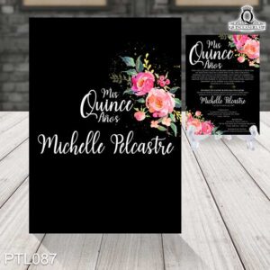 Invitaciones de 15 Años de Flores Rosas PTL087