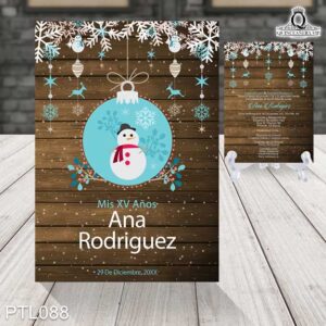 Invitaciones de 15 Años de Esferas Mono de Nieve PTL088