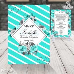 Invitaciones de 15 Años de Flores Rayas PTL094