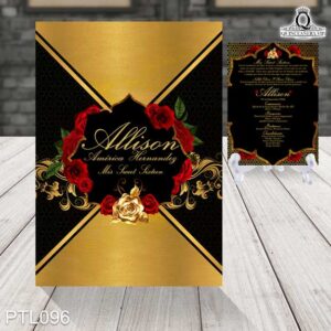 Invitaciones de 15 Años de Oro y rosa PTL096