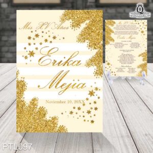 Invitaciones de 15 Años de Glitter Rayas PTL097